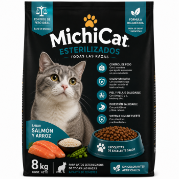 MichiCat Esterilizados Salmón y Arroz 8 kg